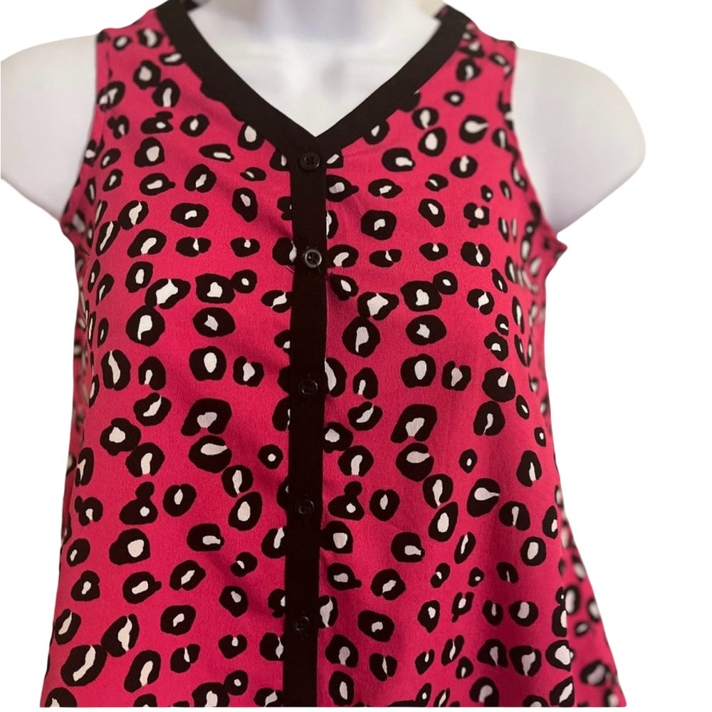 Stylish Total Girl sleeveless pink and black animal print top 7/8